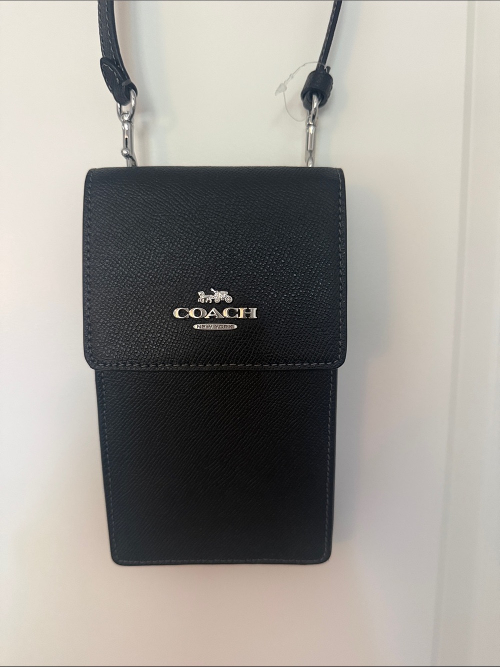 Coach Black Leather Crossbody Card & Phone Pouch
